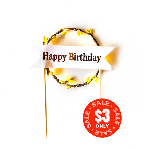 LED Light Cake Topper - Yellow Round (limited stock)