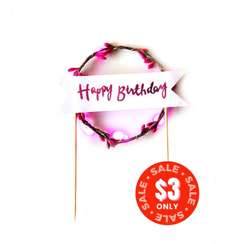 LED Light Cake Topper - Pink Round (limited stock)