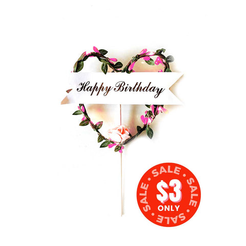 LED Light Cake Topper - Heart pink (limited stock)
